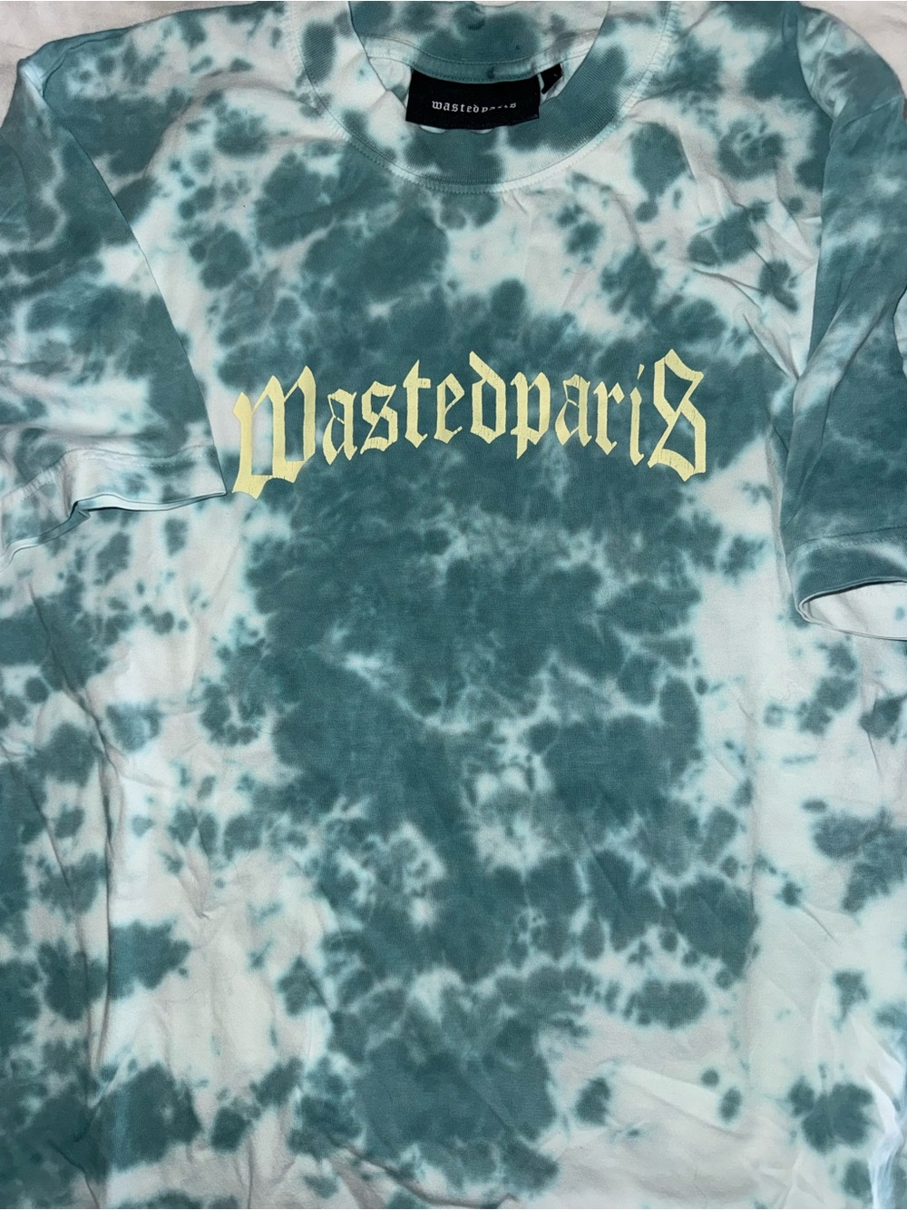 Wastedparis Tie-Dye Logo Tee - Teal & White